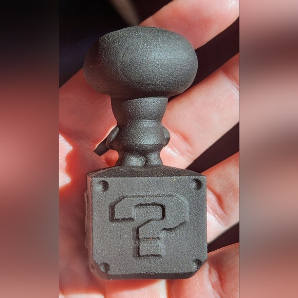 Super Mario Toad On Block Black Obsidian Crystal Stone Carving. Mushroom - Picture 4 of 6